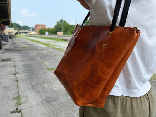 Leather Zipper Tote