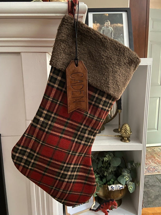 Large Leather Stocking Tag for Christmas