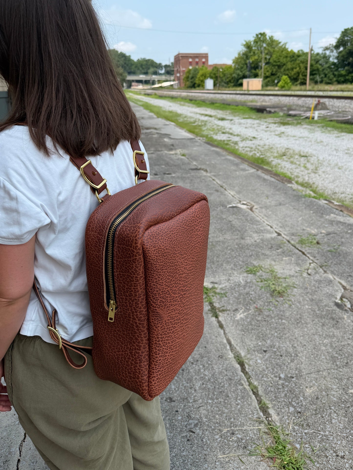 Leather Cube Backpack