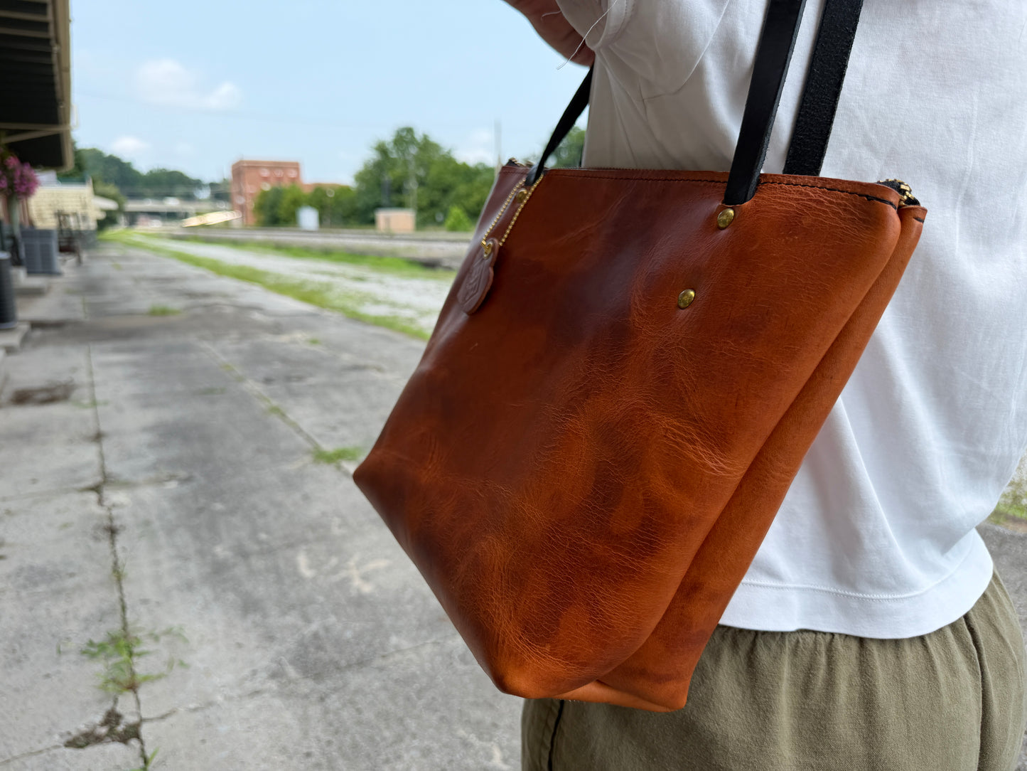 Leather Zipper Tote