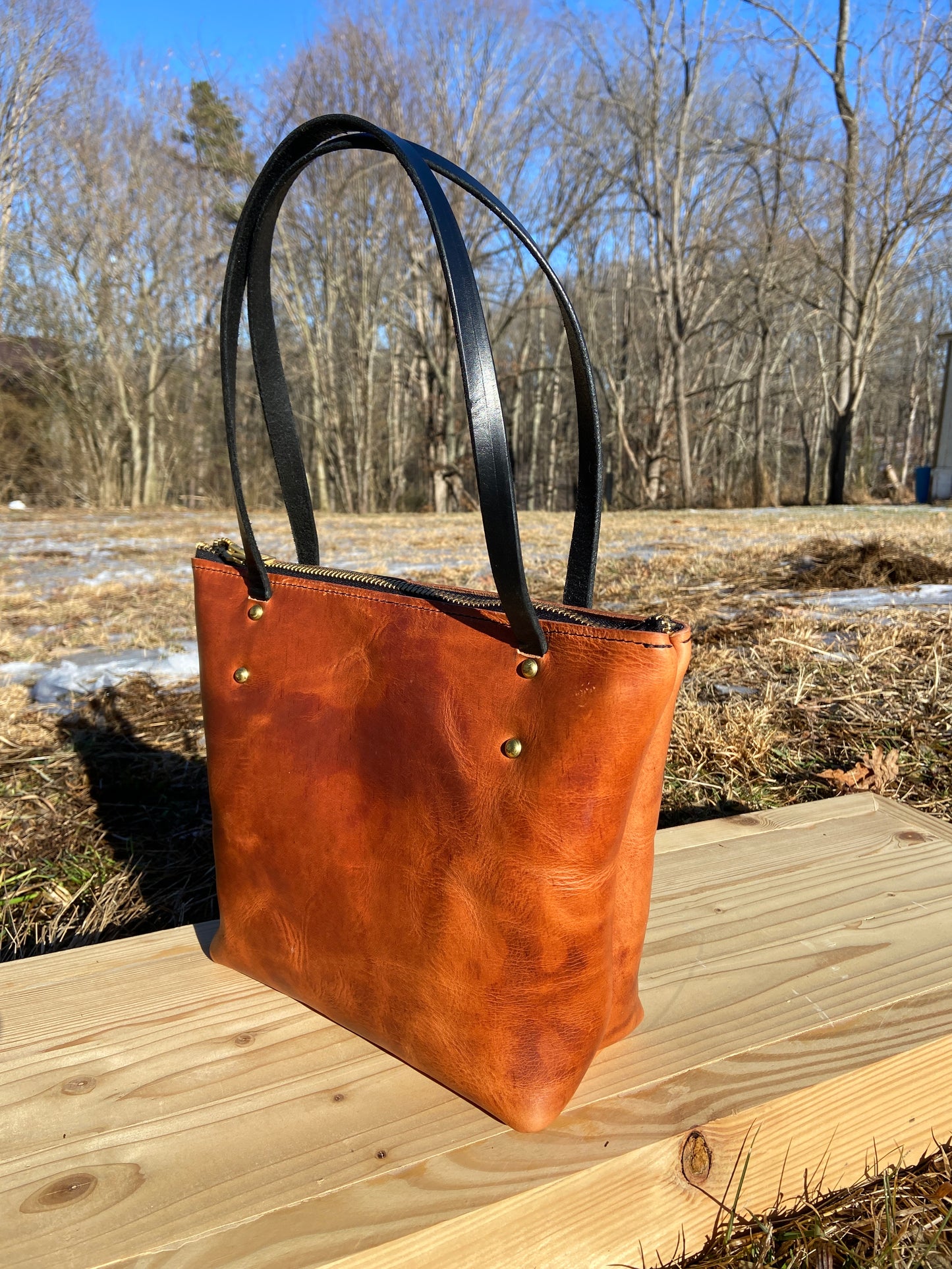 Leather Zipper Tote