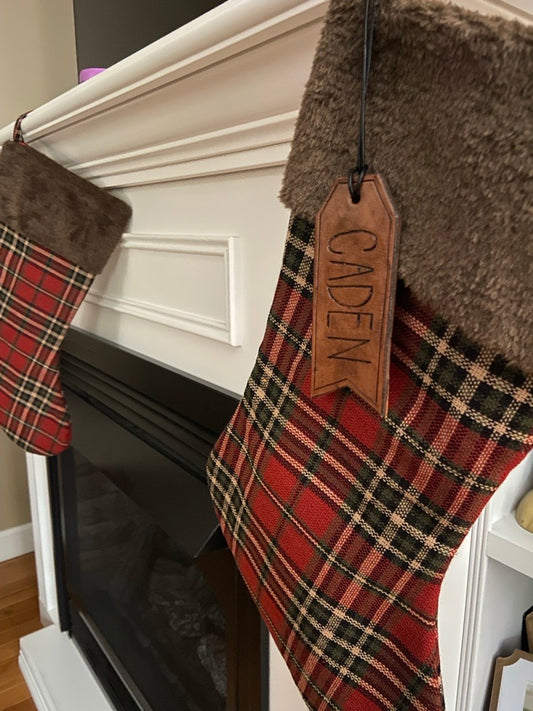 Large Leather Stocking Tag for Christmas
